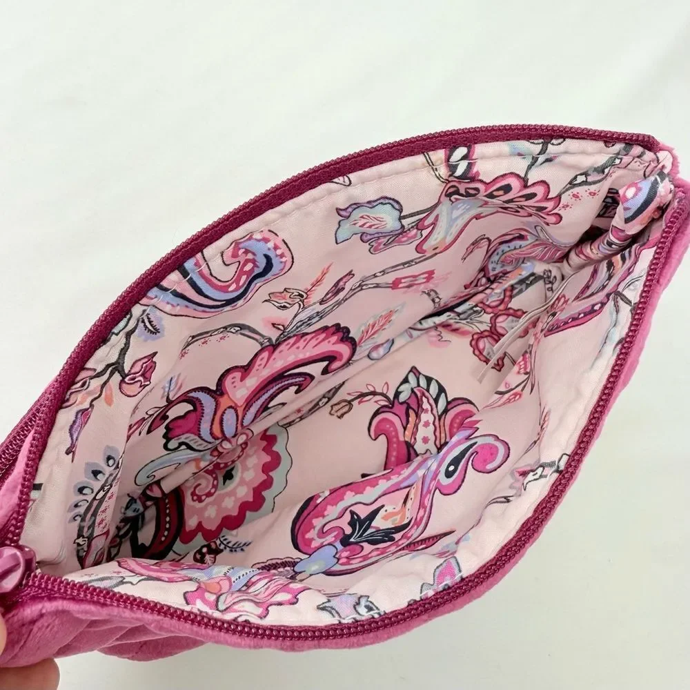 Vera Bradley Majestic Magenta Quilted Velvet Compact Organizer Makeup Bag NEW